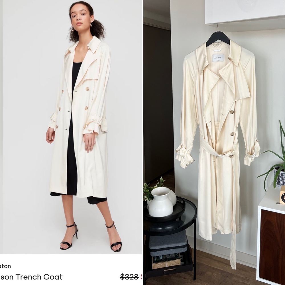 Aritzia Babaton Carson Cream new Trench Business Formal Casual Relaxed Coat Sz S